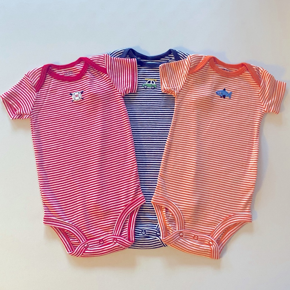 Carters Baby Boy 3 Piece Striped Bodysuit Set